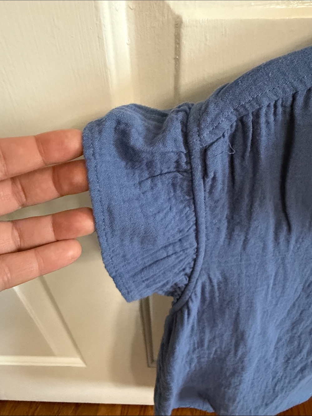 H&M Blue Ruffle-Detail Button Front Top - Picture 3 of 5